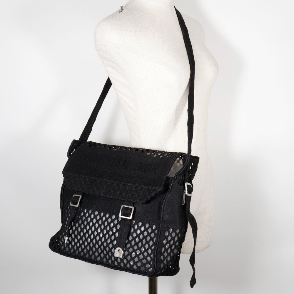 CHRISTIAN DIOR Black Canvas Messenger Shoulder Bag - Picture 10 of 11